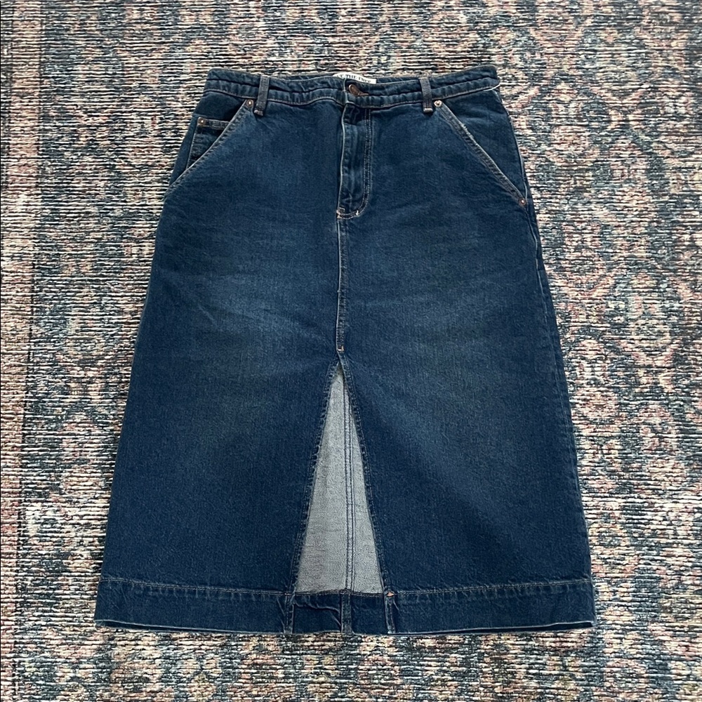 We The Free Blue Denim Buttoned Skirt